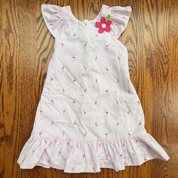 Florence Eiseman Other - Florence Eiseman Seersucker Flamingo Print Dress 4T
